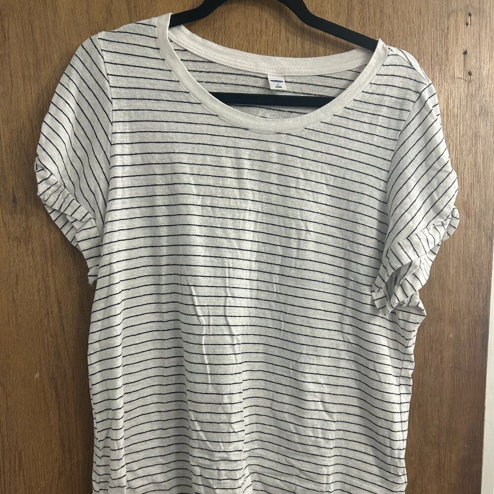 Striped Tee with Sleeve Detail, Size XL